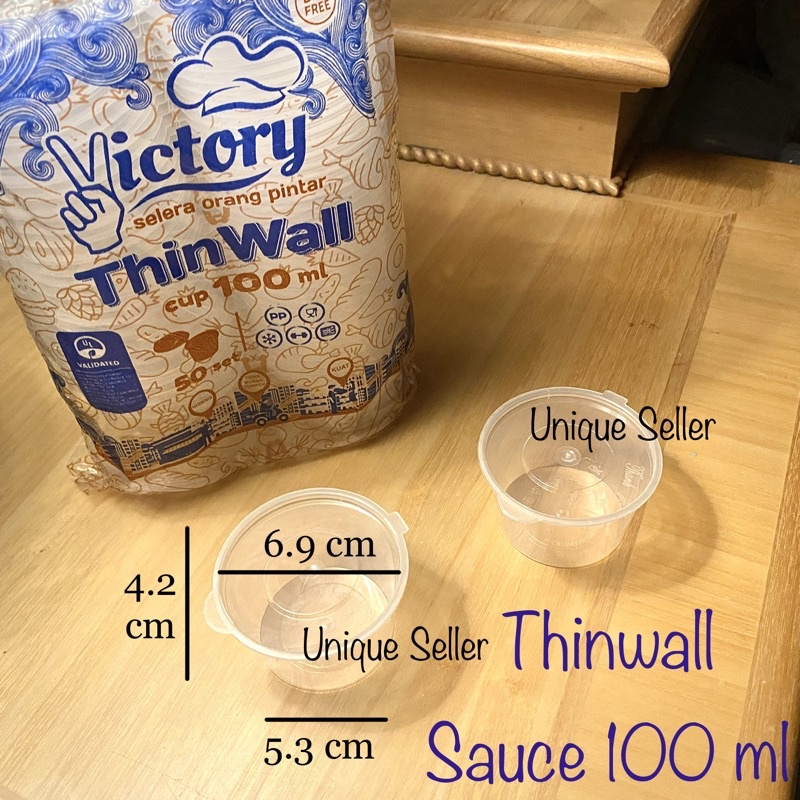 Thinwall Cup Puding 100 ml Victory isi 50 pcs / Thinwall Sauce Cup 100 ml / Tempat Saos Bumbu 100 ml Victory / Thinwall Cup Puding 100ml / Cup Puding 100 ml 100ml / Thinwal Saos Cup 100 ml 100ml