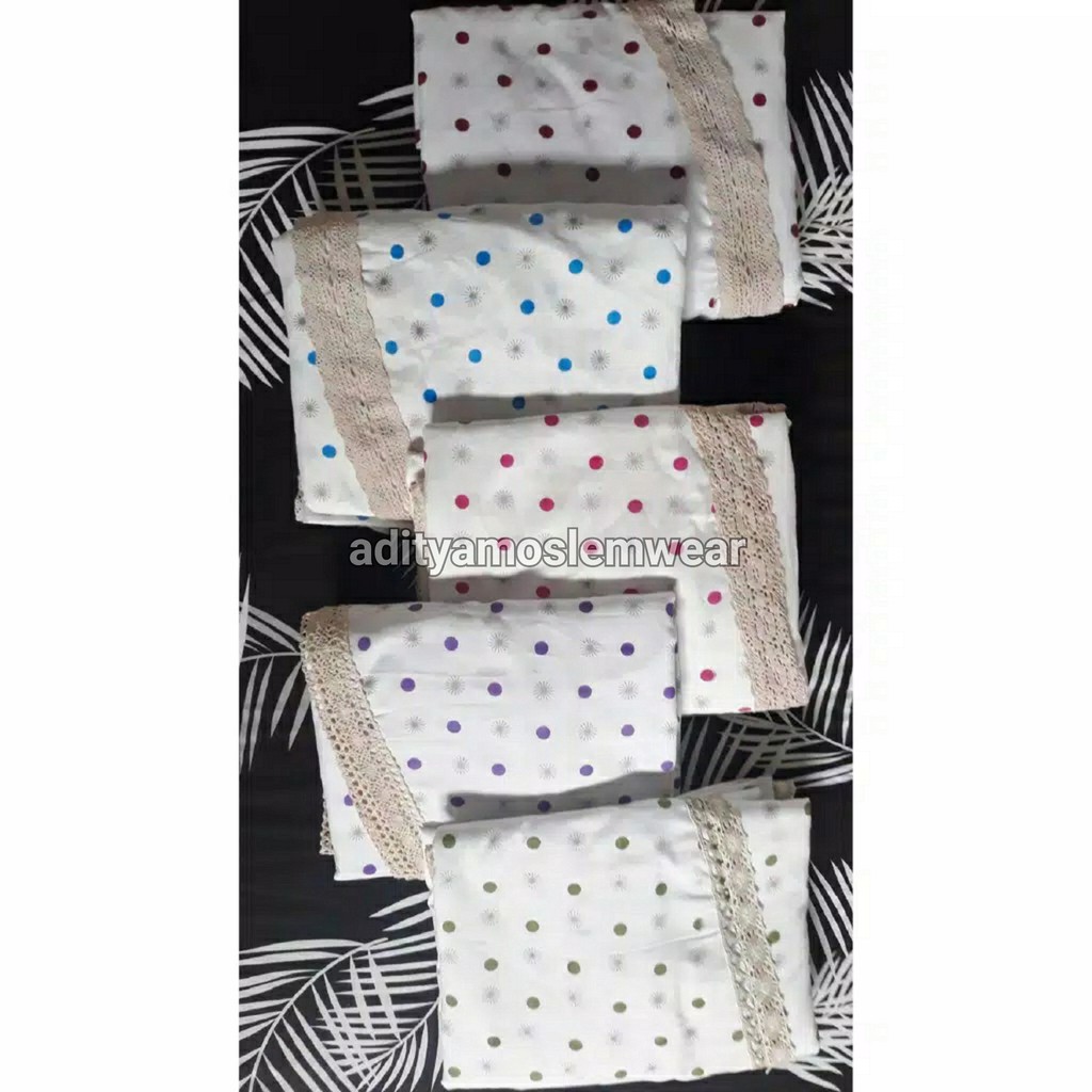 MUKENA KATUN POLKADOT PREMIUM DEWASA JUMBO POLOS RENDA RAJUT TRAVEL PROMO MURAH