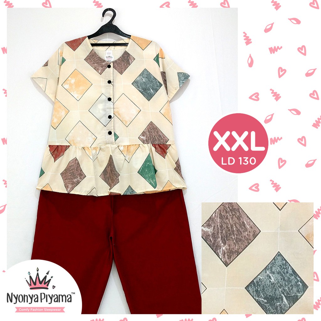 Karen Piyama XXL  Celana  Panjang  Tanpa Kerah Katun Dewasa 