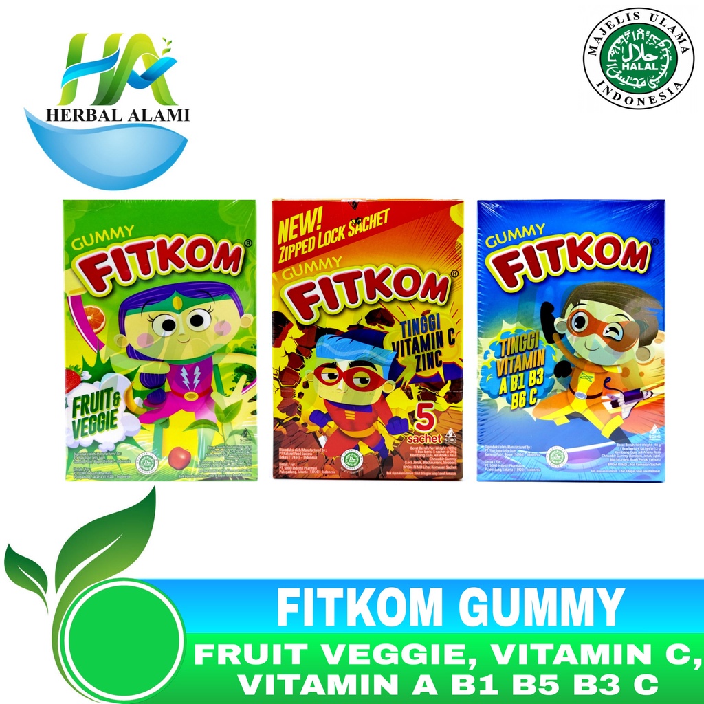 Fitkom Gummy Vitamin A B1 B3 B6 C / Vitamin D / Fruit &amp; Veggie