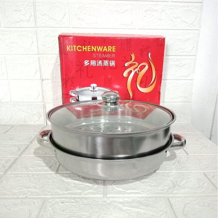 Panci Steamer 28 CM 2 Susun+Tutup Panci