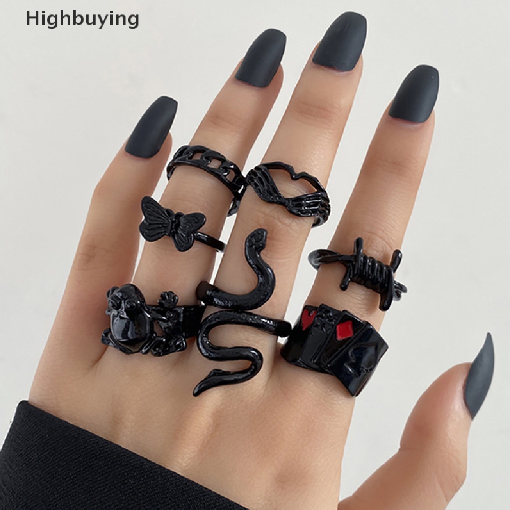 Hbid Set Cincin Buku Jari Aneka Bentuk Bahan Metal Gaya Vintage Gothic Retro Untuk Wanita