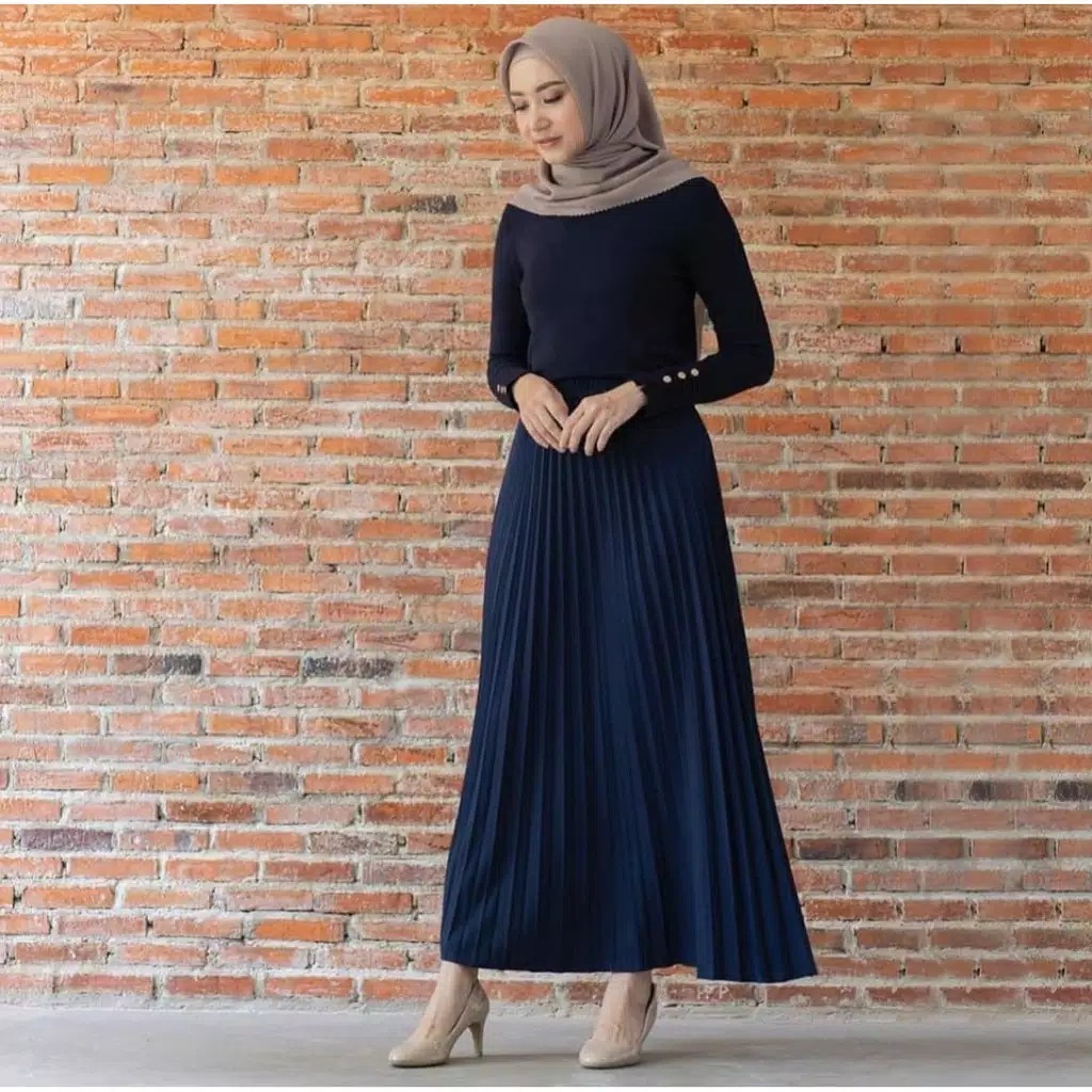 ROK PLISKET DEWASA PREMIUM//BAWAHAN WANITA//ROK PLISKET MAYUNG-navy