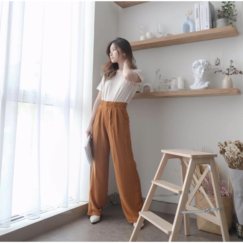 DALLAS LOOSE PANTS KOREA - CELANA PANJANG WANITA KARGO - CELANA CULLOTES  WARNA PASTEL - FLOWY PANTS - CELANA KERJA WANITA - CELANA BAHAN - FORMAL PANTS - HADIAH / KADO ULTAH CEWEK