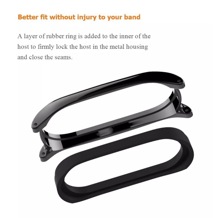 MIJOBS Strap Leather Metal Shell Mi Band 7/6/5/4/3 - Tali Jam Leather Mi Band 3 4 5 6 7