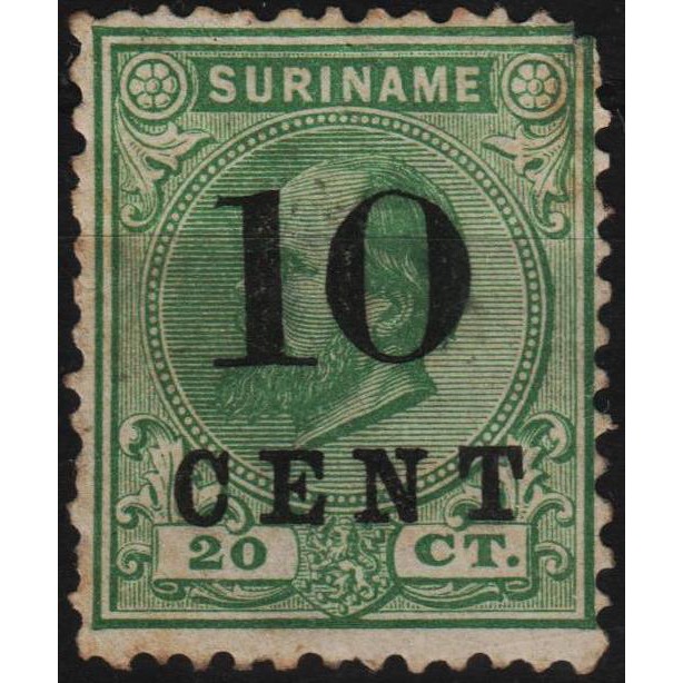 

Perangko Filateli A5-30 suriname mh 1v 09 1898 stamps of 1883 & 1889 surcharged