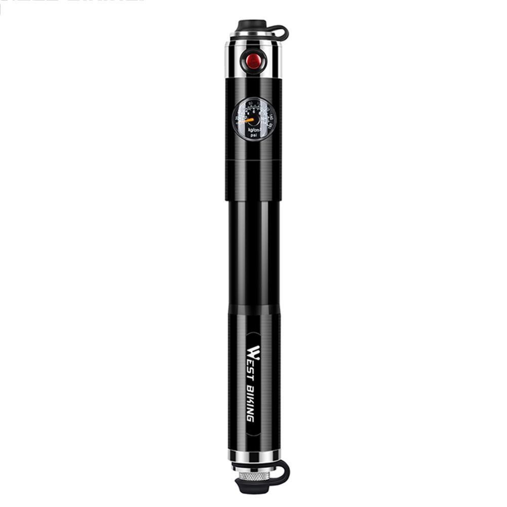WEST BIKING Mini Portable Bike Pump with Pressure Gauge - 160PSI