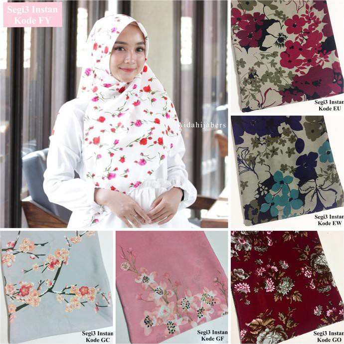 BIG SALE! HIJAB SEGI3 INSTAN / SEGI EMPAT INSTAN MOTIF / SQUARE MOTIF / JILBAB