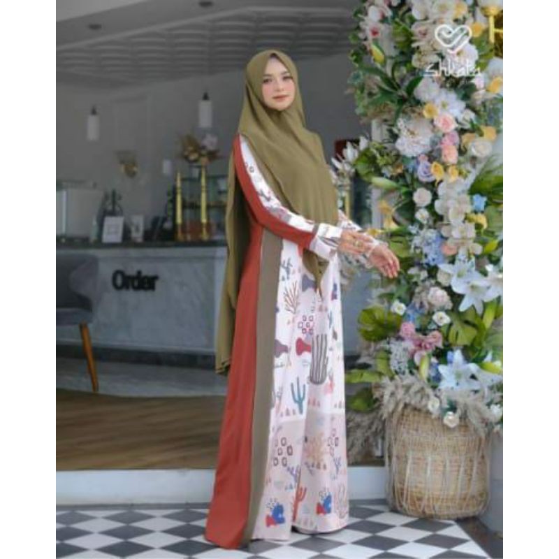 Gamis Sorona Teracota Shakata Fashion Muslim Dewasa Baju Muslim Set