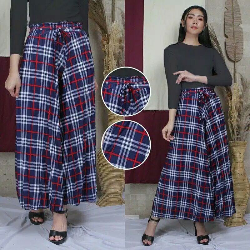 CELANA KULOT TALI MAYUNG PLISKET PREMIUM MOTIF KOTAK GK ABG