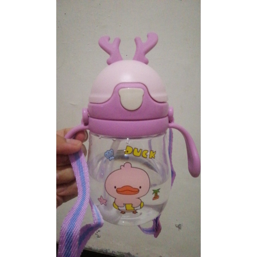 botol minum karakter tempat minum anak kartun lucu botol jerami anak 370ml