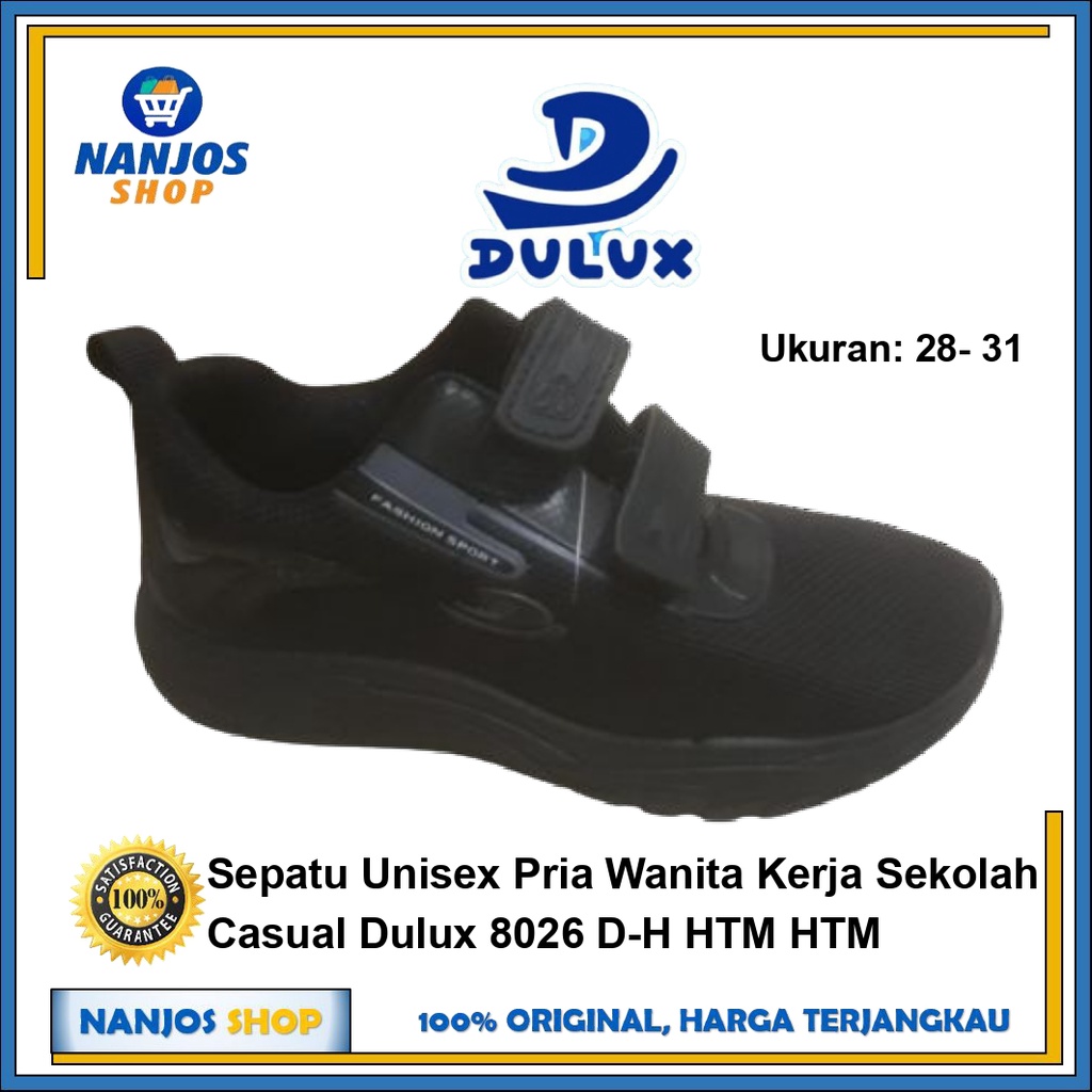 Sepatu Unisex Pria Wanita Kerja Kantor Casual Sekolah Sd-Sma Dulux 8026 D-H Hitam Full