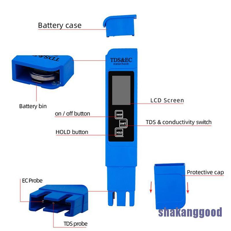 3in1 Pena PPM Tester Kemurnian Air Digital LCD TDS EC Portabel