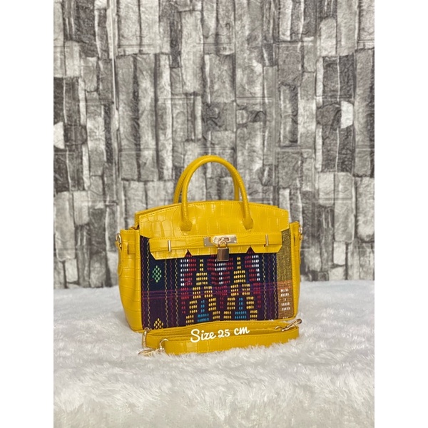 TAS ETNIK ULOS SONGKET TENUN SAVANA KUNING 25”