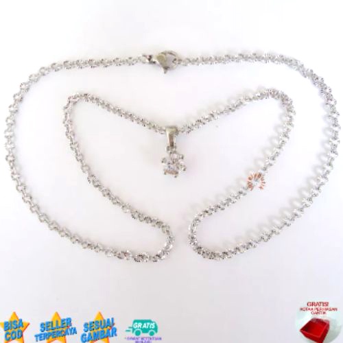 Lovelybutik - Kalung Wanita Titanium Anti Karat Anti Luntur Kalung Titanium Model Terbaru Lar4 Model Kalung Liontin Permata Bonus Tempat Perhiasan