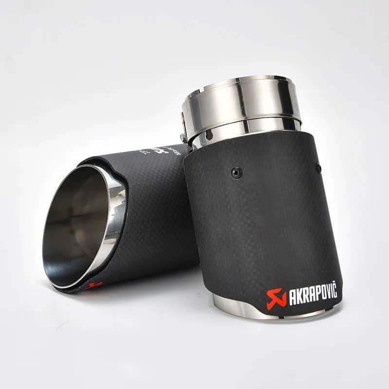 1 Pc Pipa Knalpot Mobil Akrapovic Matte Carbon Bahan Stainless Steel