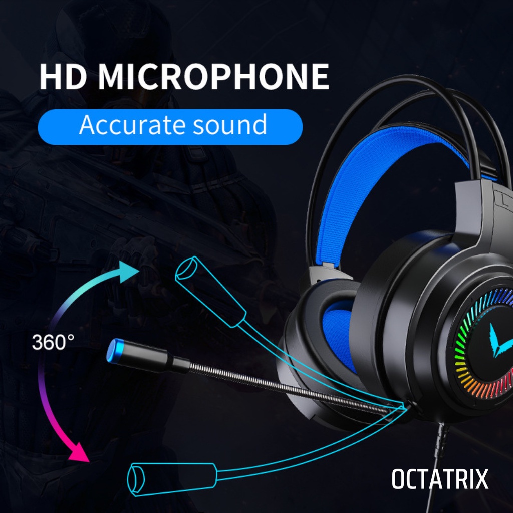 Hedaset Gaming Black Series RGB With Mic And Noise Reduction Game Headphone USB Plug Surround 7.1 High Quality Sound With Microphone For PC IOS Android