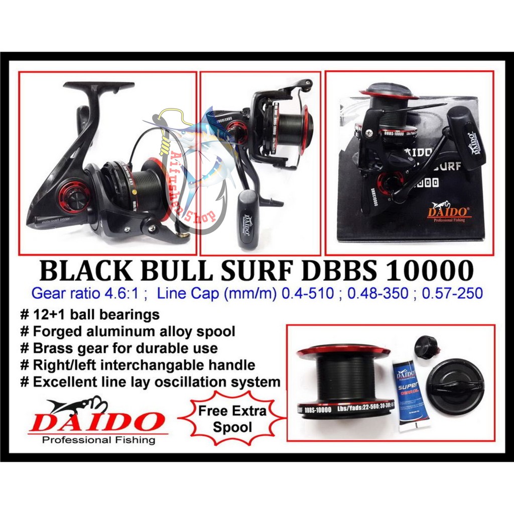 REEL DAIDO BLACK BULL SURF DBBS 10000 FREE EXTRA SPOOL