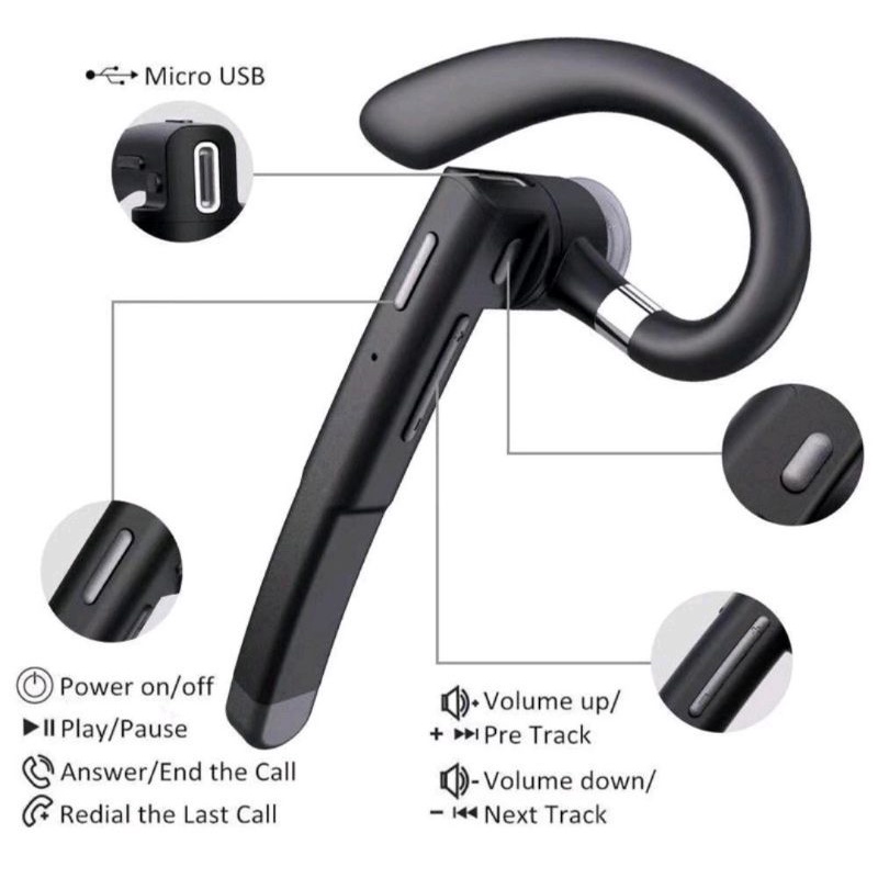 Headset Bluetooth  YYK-520 Ear Hook  Headphones Waterproof YKK 520 Earphone Handsfree