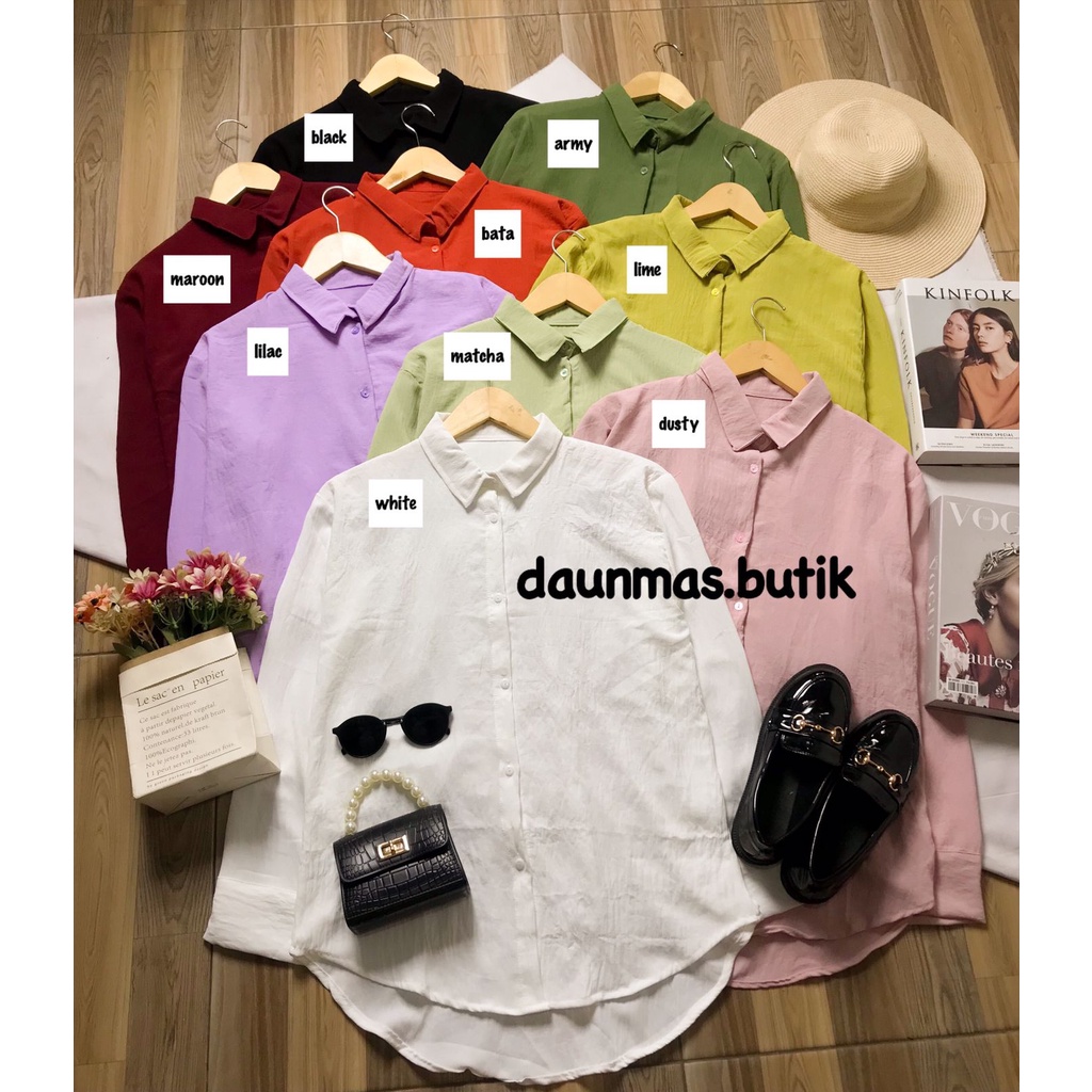 1KG MUAT 5PCS | VANES AIRFLOW CRINCLE ATASAN KEMEJA FULL KANCING HITS OOTD SELEBGRAM FASHION KOREAN STYLE TERBESTSELLER