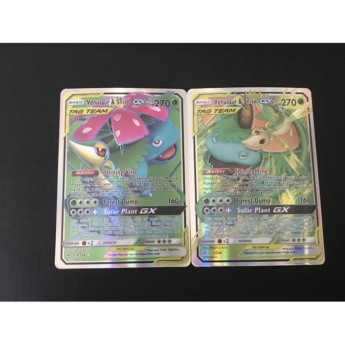 Kartu Pokemon TCG Tag Team GX Venusaur and Snivy Set 2pcs