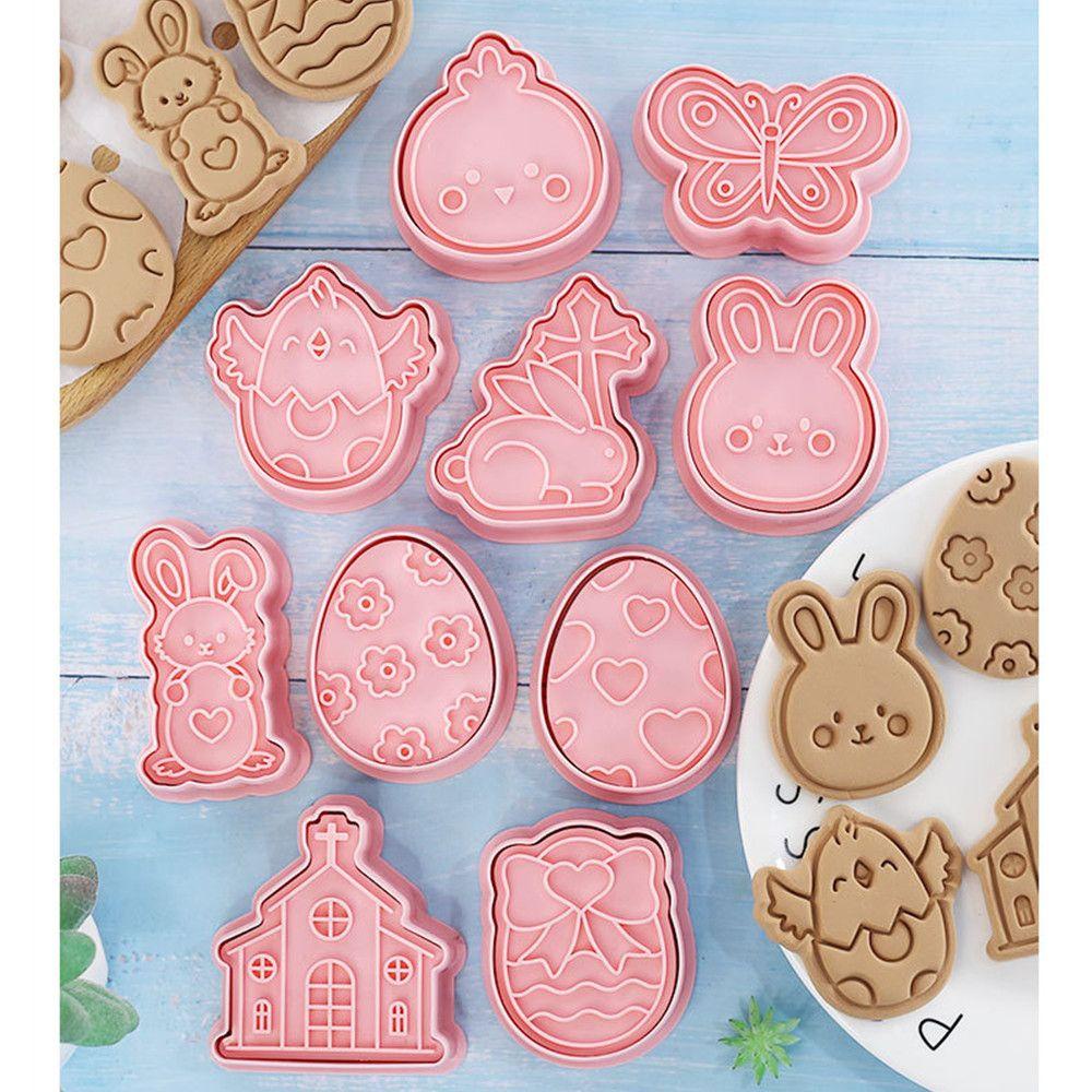 Solighter Easter Biscuit Mold Cetakan Kue Pesta DIY Dekorasi Bunny Molds Happy Easter Cookie Alat Rabbit Egg Biscuit