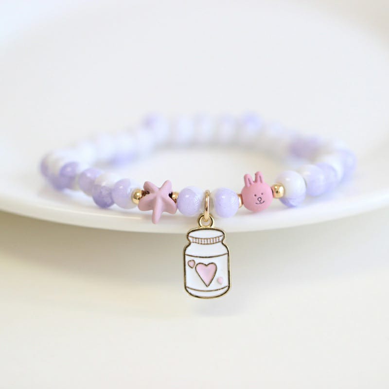 Gelang Unicorn Pearl Anak Premium Korea Pink Kado Cewek Peremuan Susu Planet Surat