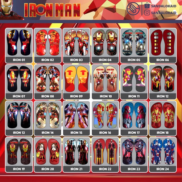 [PO] Sandal Karakter Print Iron Man | Hulk Astroboy Hotwheels Superman | Avenger | Sendal Jepit Anak