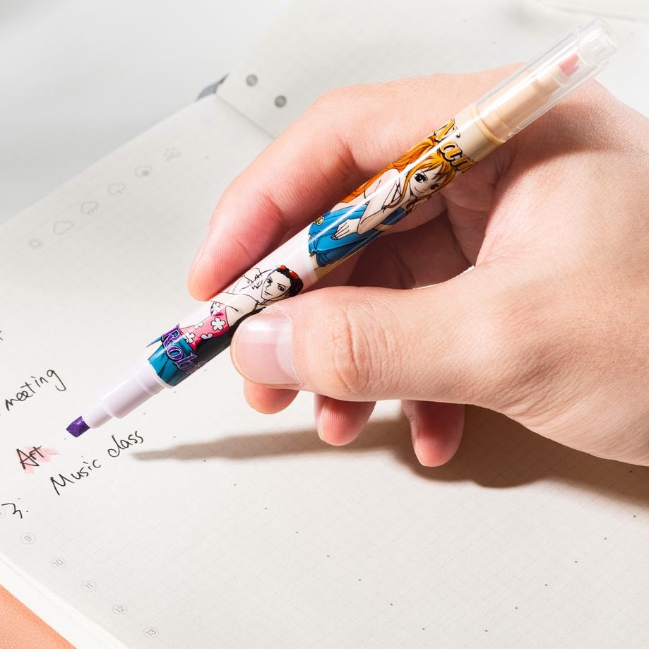 

(QiC➽) Deli One Piece School Highlighter / Penanda Warna Double Dual Tip 6 Warna One Piece Warna Cerah CU352 //Ready.nih
