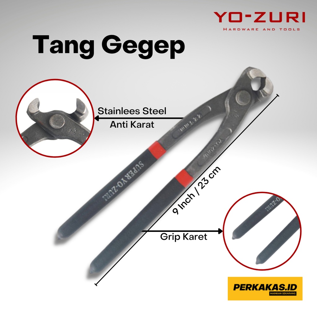 Tang Gegep Potong Kakaktua 9 Inch Anti Karat Handle Karet YOZURI