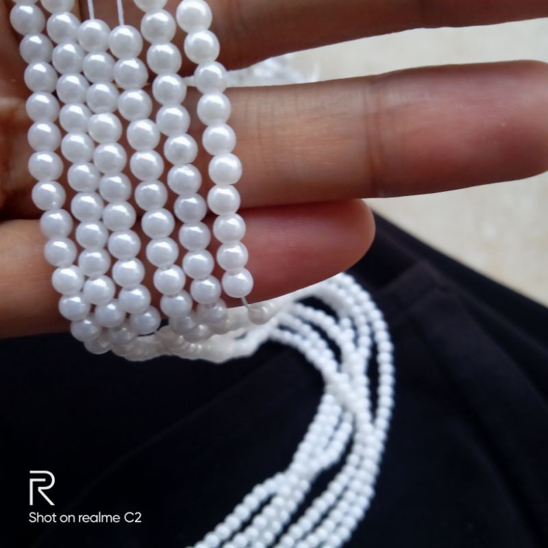 mutiara sintetis ringan 5,6&amp;8 mm/ mutiara renteng/mutiara lubang