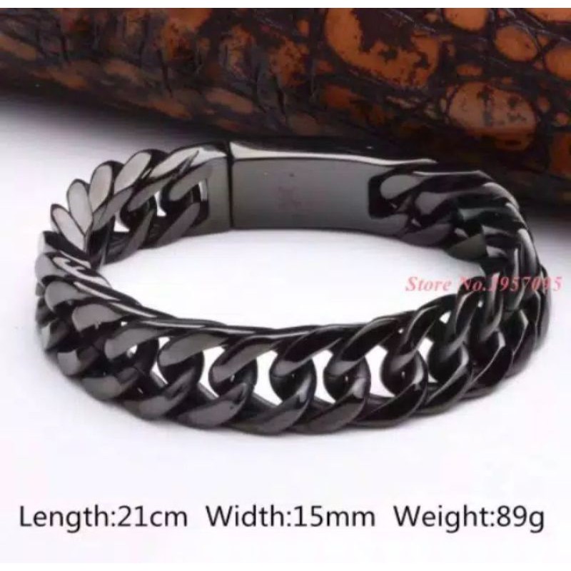 Gelang Pria Rantai Besar  Titanium Black Stainless Steel 316L...... Syndria Store