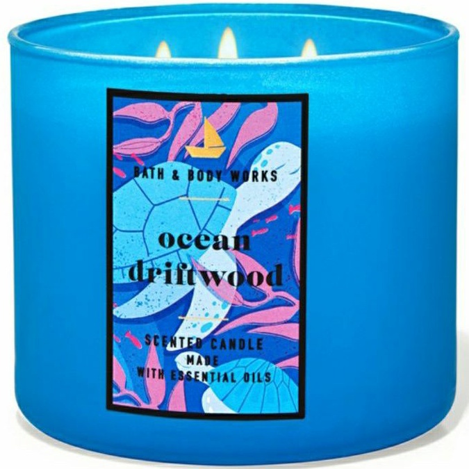 BATH &amp; BODY WORKS BBW OCEAN DRIFTWOOD 3-WICK SCENTED CANDLE 411 G LILIN WANGI 3 SUMBU UKURAN BESAR PENGHARUM RUANGAN