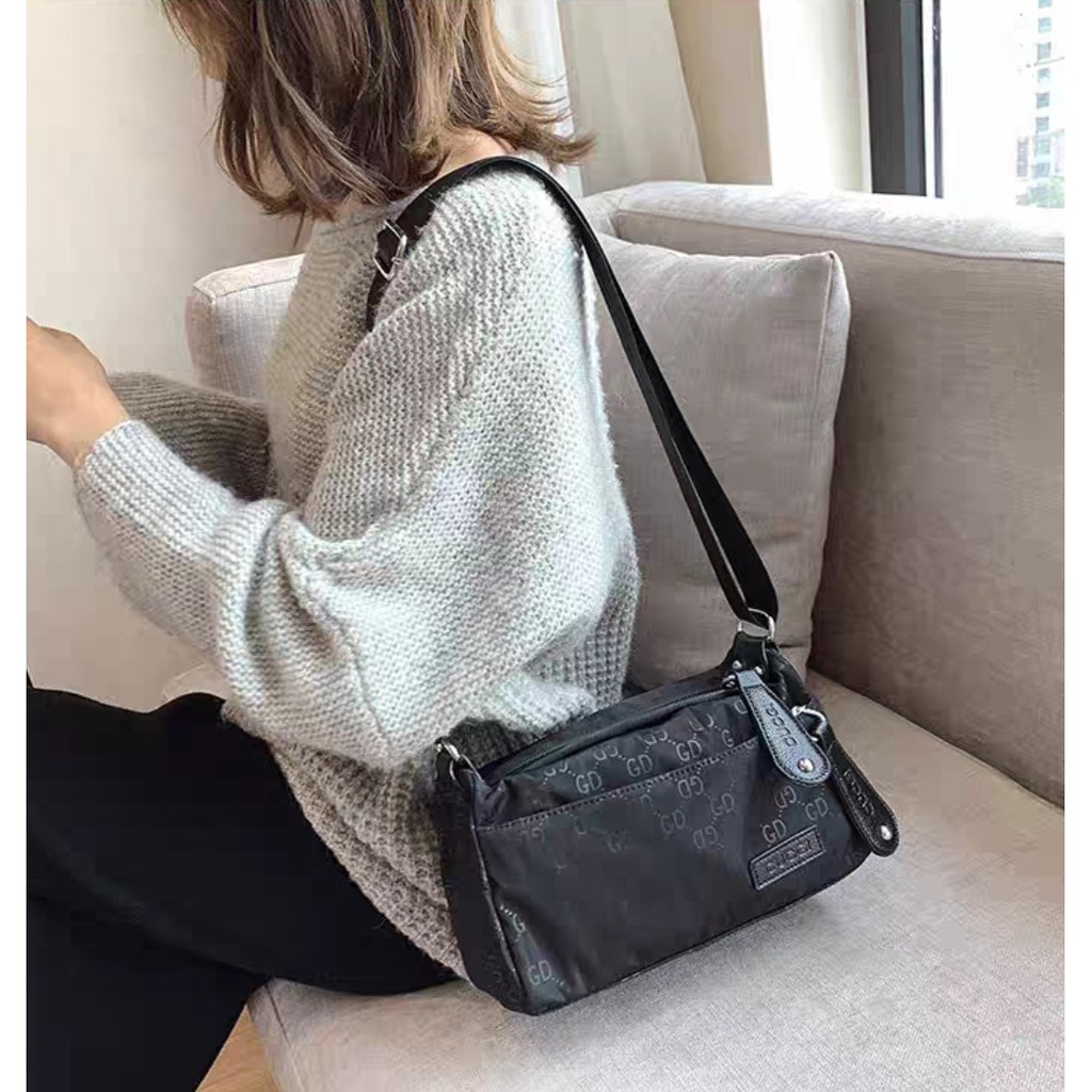 BJ79075 - BLACK/KHAKI - TAS SLEMPANG NYLON KANVAS TAS KAIN RINGAN SALE TAS WANITA FASHION IMPORT MODIS ELEGAN TERMURAH TERLARIS TERBARU BAGSTORE JAKARTA TAS BATAM CR7477 JTF90750 ELJ5839 LT1871 GT1846 BQ3230