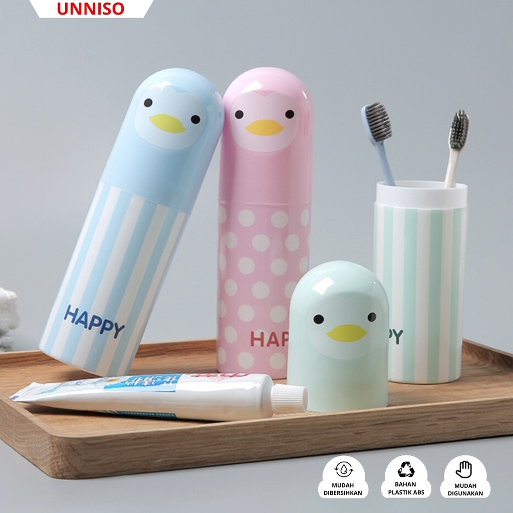 UNNISO - Tempat Sikat Gigi Portable Motif Penguin TSG1