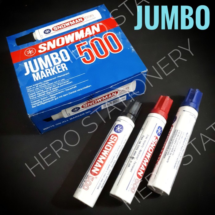 

Hadir Spidol Permanen Snowman Jumbo Marker 500 (Tinta Hitam) (12 Pcs) Bergaransi