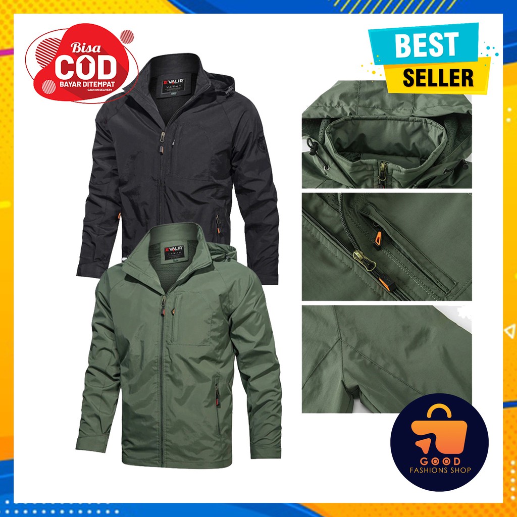Jaket Parasut Pria Waterproof Distro Jumbo Olahraga Murah Original Polos