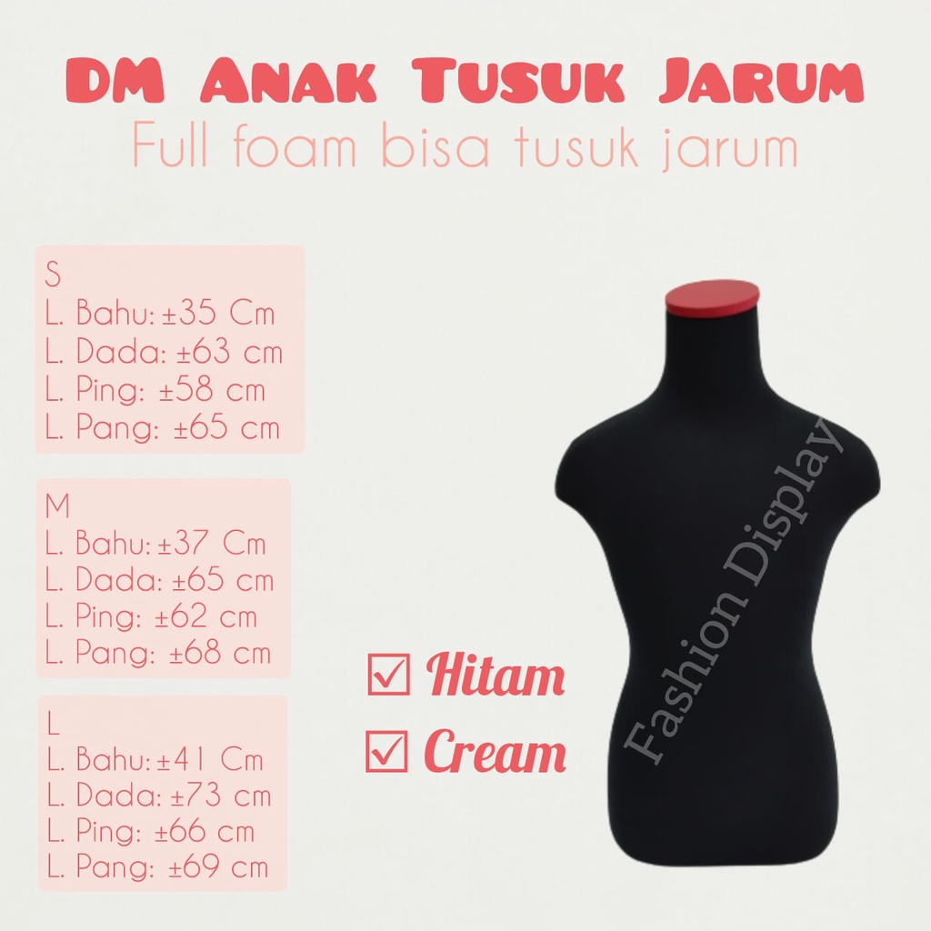 DM Full Foam Tusuk Jarum Size Anak  Dress Making Setengah Badan Ukuran Anak Patung Jahit - BH