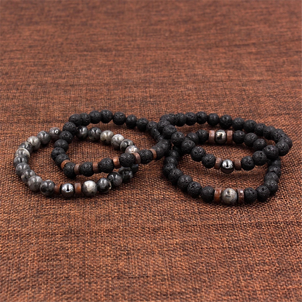 Perhiasan Gelang Batu Lava Chakra Buddha Tibet Mata Harimau Onyx Untuk Hadiah