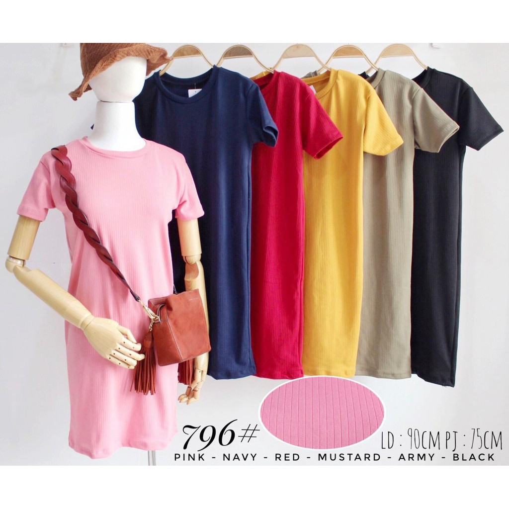 Elizabethgrosir1 Loose Mini Dress Bahan Rib Import tebal adem Grosir 41 Baju Rumahan Baju Tidur 796