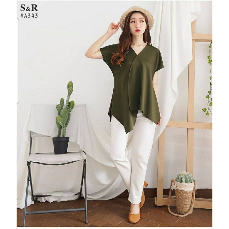 BLOUSE VALERIE SCUBA FIT XXL /SCUBA TEBAL/BLOUSE SCUBA HALUS OVERSIZE-Hijau