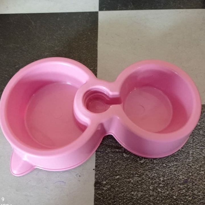 Tempat Makan Minum Kucing Otomatis 2 Lubang Pet Feeder Double Plate 2in1 Otomatis Murah FEZONE