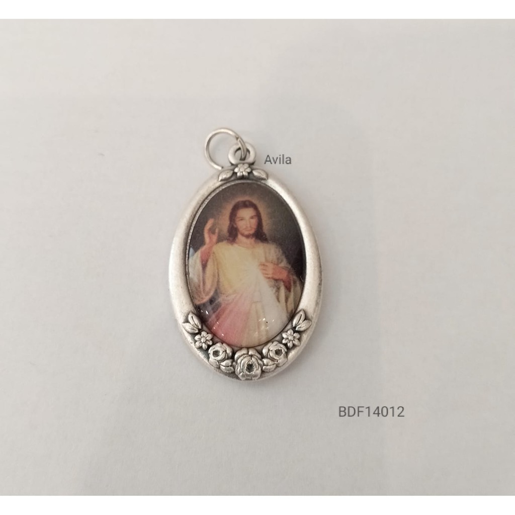 Medali Yesus Kerahiman Ilahi/ Maria Bunda Penolong Abadi 3,4cm Oval Rohani Katolik