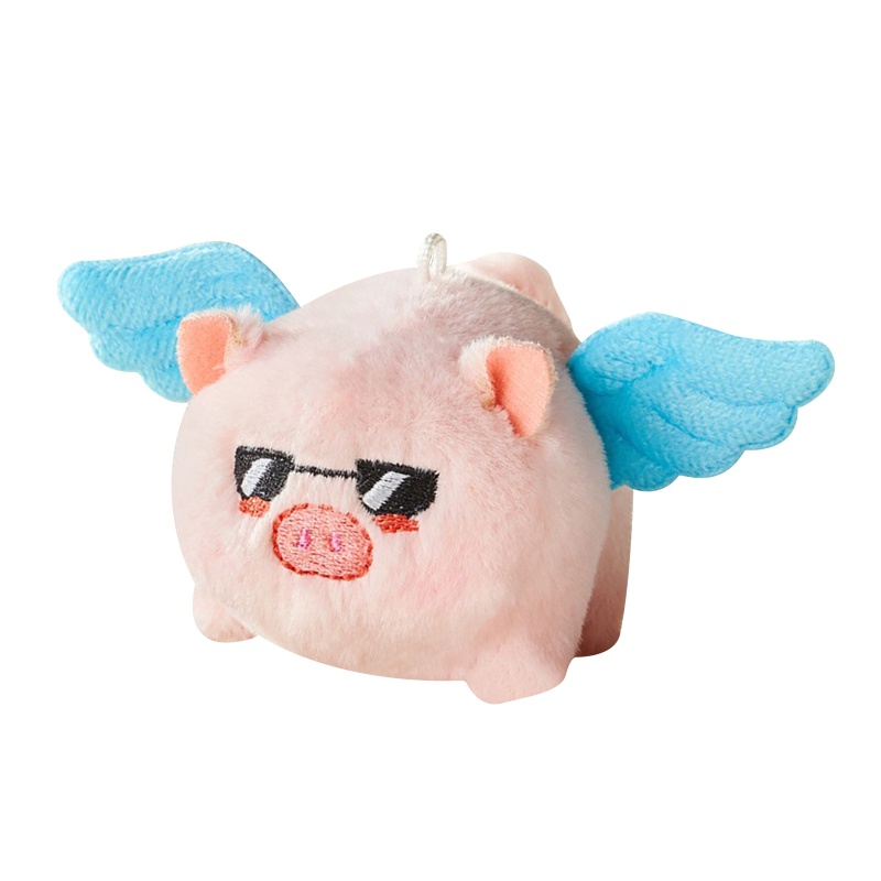 Mary Flying Piggy Plush Keyring Handbag Untuk Gantungan Kunci Liontin Ekor Wiggly Fuzzy Pig Wanita Ransel Handbag Decor Cewek F