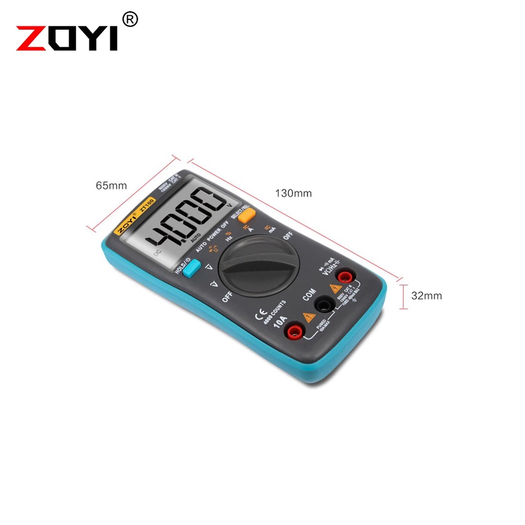 Zoyi ZT100 Digital Multimeter 4000 Counts Back Light AC DC Capacitance