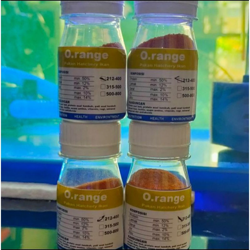 pelet orange 212-400 micron 20gr Orange 2/4 micron pakan buarayak ikan