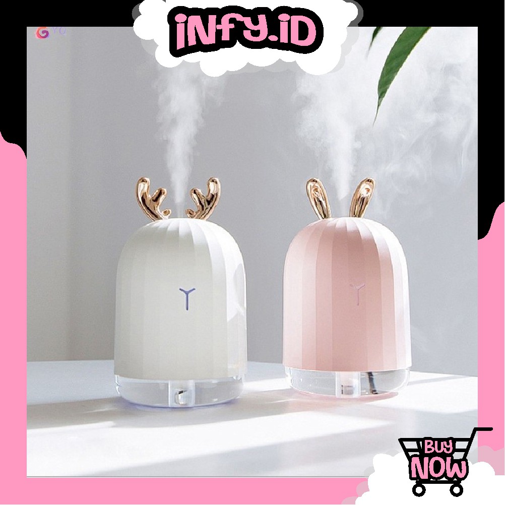 INFY - Cool Mist Humidifier Purifier Motif Rusa Pelembab Udara with LED Light Warna Warni R413