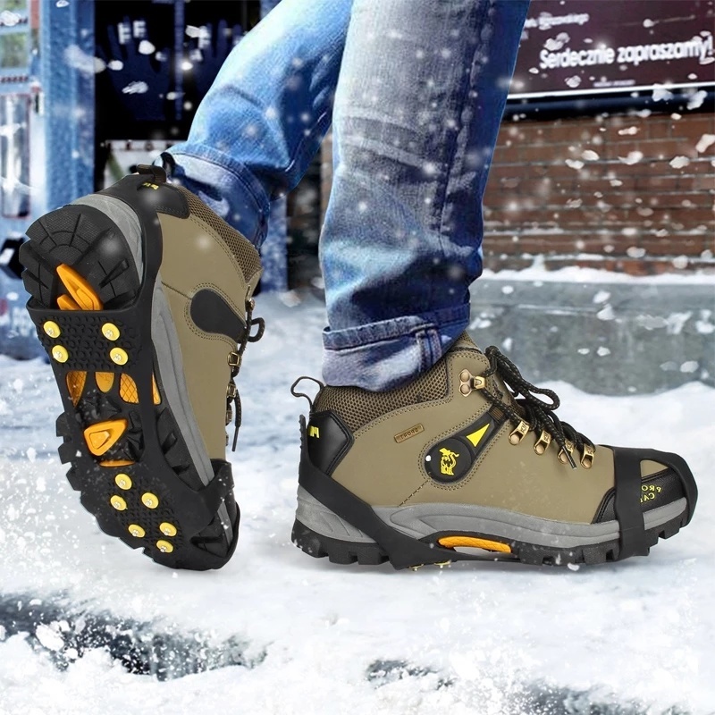 10pcs / Set Crampon Sepatu Anti slip Bahan Stainless Steel Untuk Outdoor / Climbing / Musim Dingin / Es / Salju