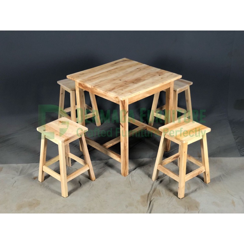 1 SET KURSI MAKAN PATA PERSEGI TANPA SANDARAN KURSI TAMAN KURSI RUMAH MAKAN KURSI CAFE DERMAGA FURNI