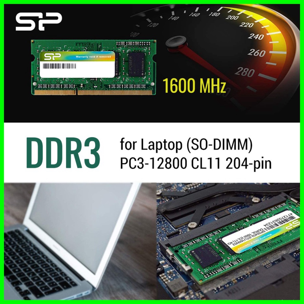 RAM SILICON POWER DDR3 1600MHz CL11 8GB SO-DIMM PC3-12800 SODIMM RAM Laptop